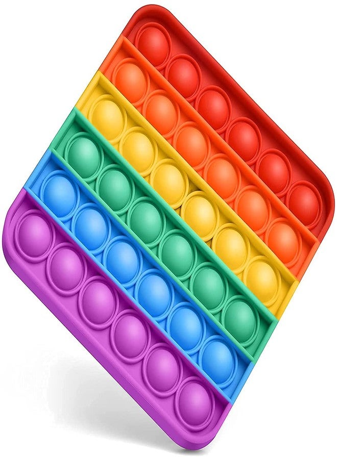 DealFry Push Pop Bubble Sensory Fidget Toy Set ,Pop It Autism Special Needs Silicone Stress Relief Toy Popper Educational Toys for Family and Friends Rainbow Motor Kids (Square) - Image 1